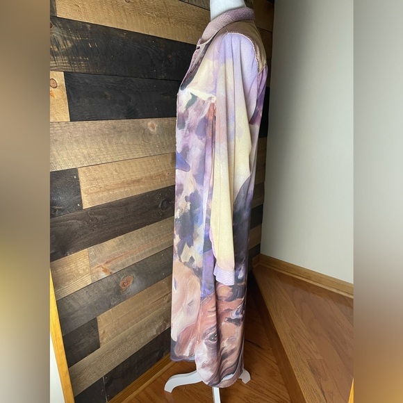 B Studio Art Cow Bull Farm Animal Sheer Long Button Down Cardigan Dress Size XL - Picture 5 of 12